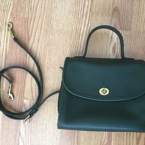 Coach bag, green leather, crossbody